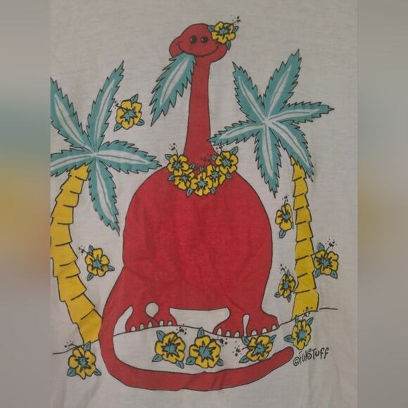 Vintage Fun Stuff Dinosaur Graphic T-Shirt Single Stitch Size L - Picture 2 of 5